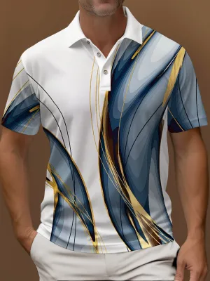 Alohadaddy Vintage Gradient Line Art Print Polo Shirt Stretch Comfortable Camping Pullover Polo Shirt Big Tall