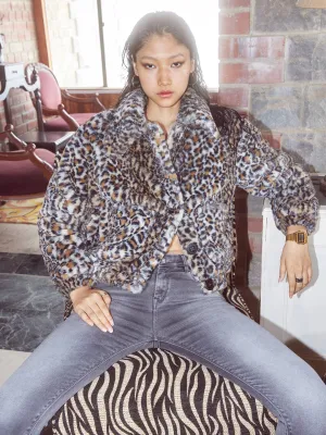 Animal Print Faux Fur Jacket