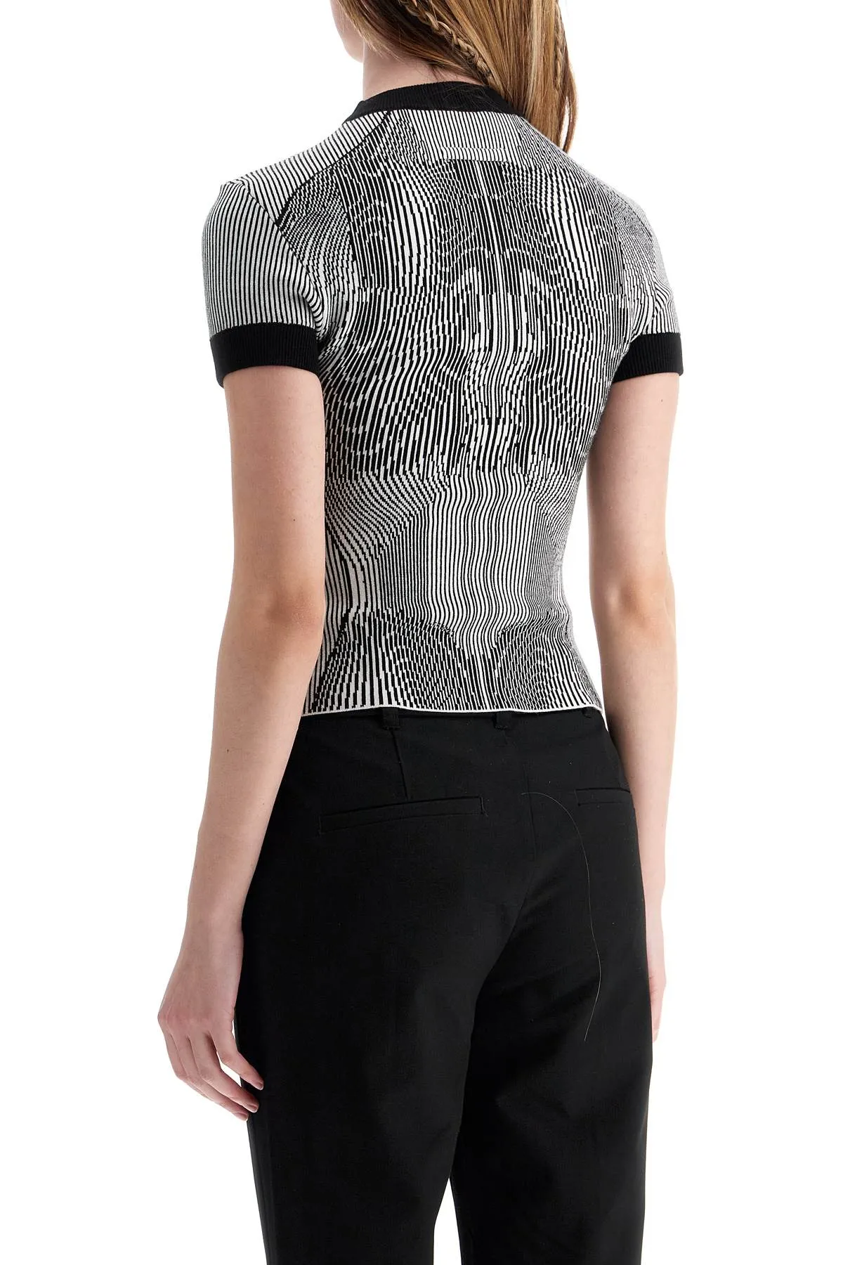 black and white striped viscose t-shirt TS110 M084 WHITE/BLACK