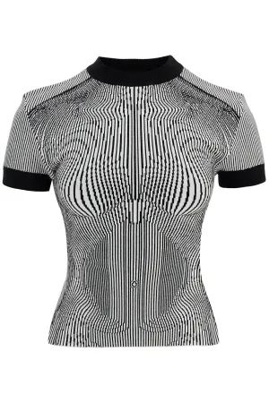 black and white striped viscose t-shirt TS110 M084 WHITE/BLACK