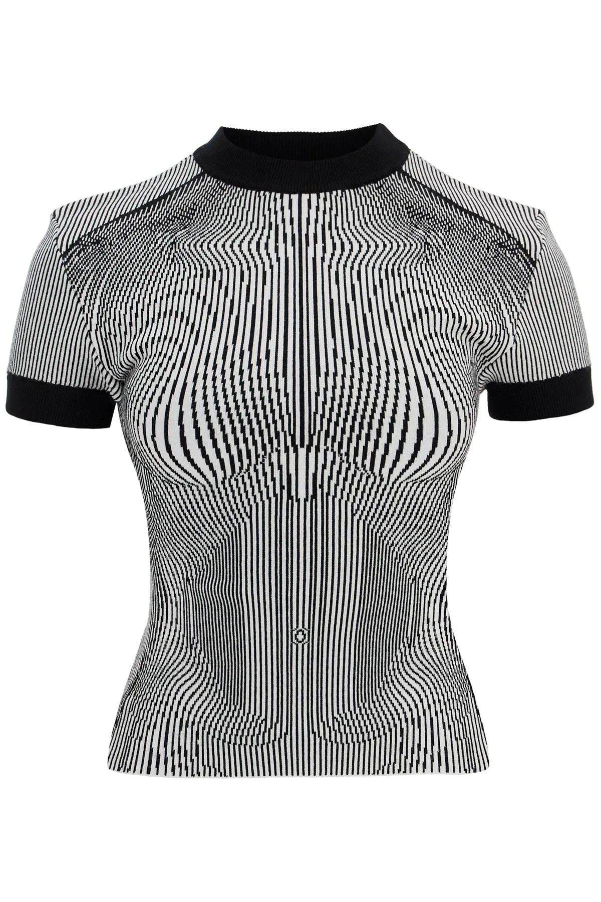 black and white striped viscose t-shirt TS110 M084 WHITE/BLACK