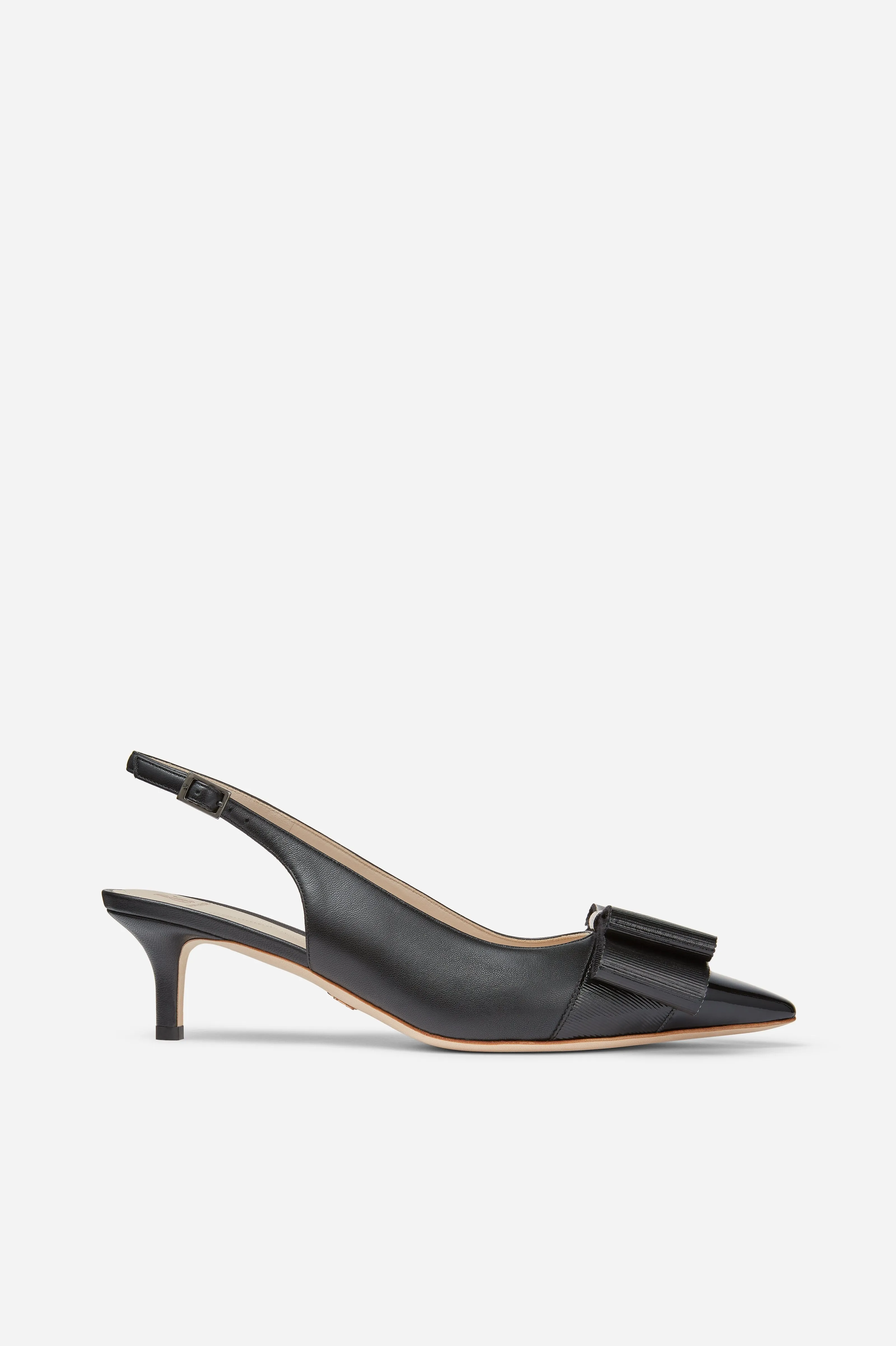 Black Nappa Slingback Pumps with Bow