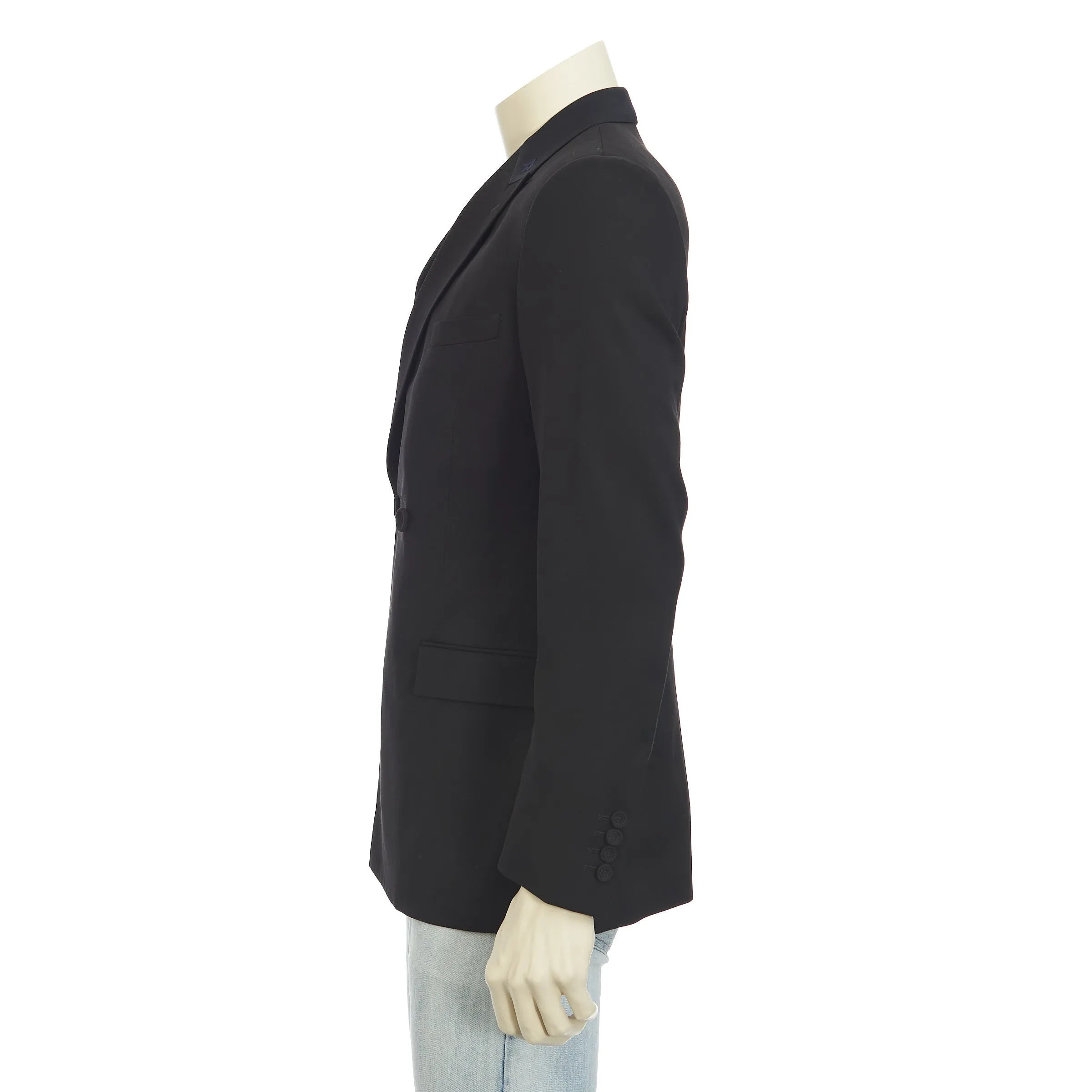 Black Virgin Wool Double-Breated Tailored Jacket