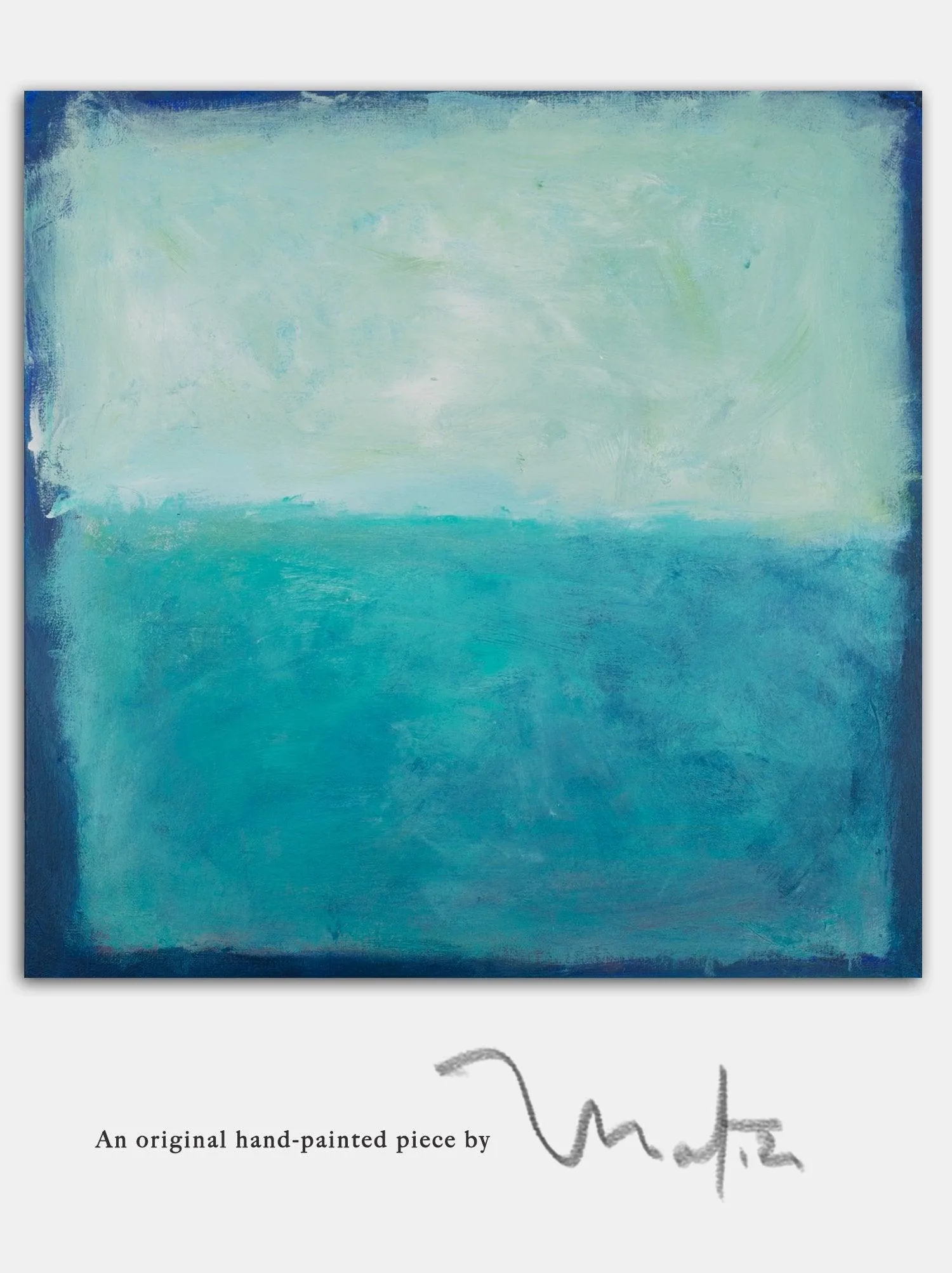 Blue Canvas art abstract painting, ocean wall art decor, Abstract Beach Art, Colorful Abstract Art Acrylic painting by Camilo Mattis