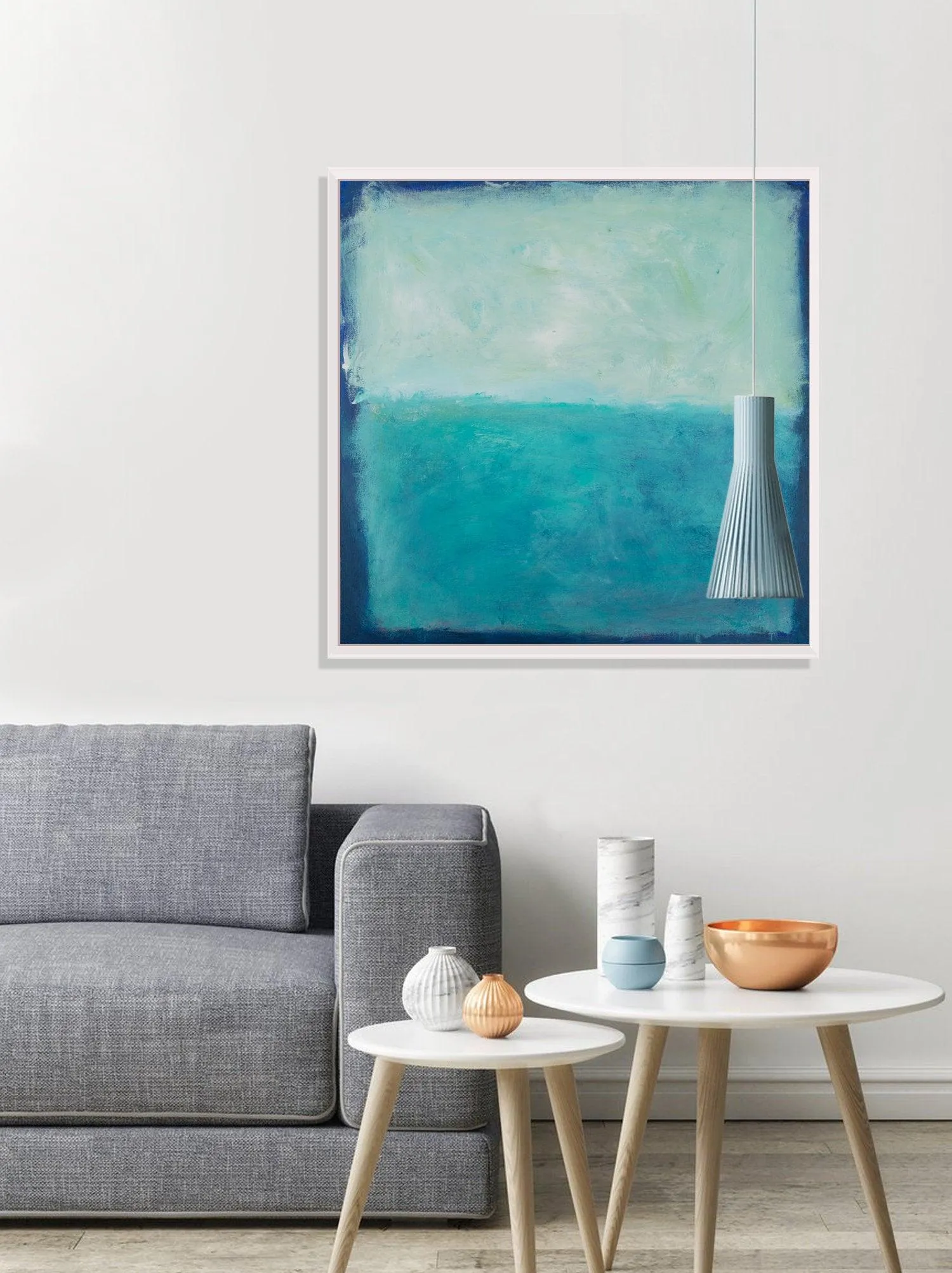 Blue Canvas art abstract painting, ocean wall art decor, Abstract Beach Art, Colorful Abstract Art Acrylic painting by Camilo Mattis