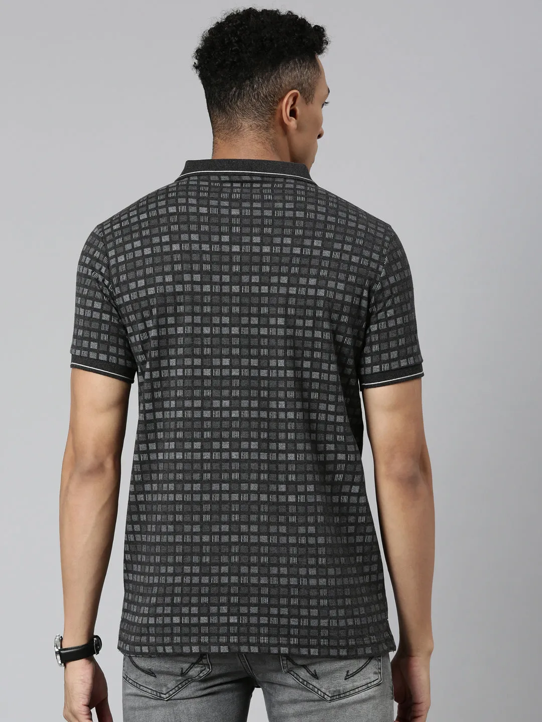 Classic Polo Men's Polo Neck Cotton Black Slim Fit Printed T-Shirt | BELLO-257 A SF P