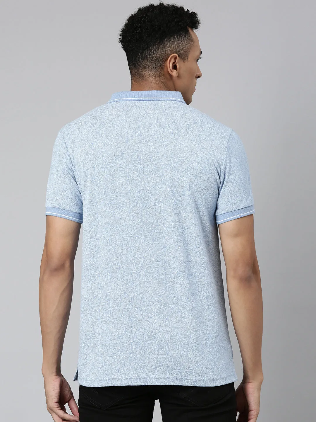 Classic Polo Men's Polo Neck Cotton Blue Slim Fit Printed T-Shirt | BELLO-259 A SF P