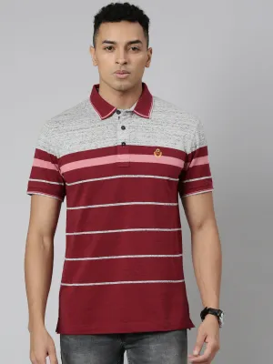 Classic Polo Men's Polo Neck Cotton White/Navy Slim Fit Striped T-Shirt | VTA-279 B SF P