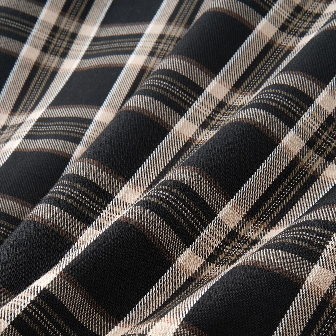 College Days II Long Sleeve Flannel - Black Khaki