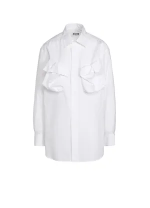 COTTON BROAD CLOTH DECONSTRUCTED CHEST POCKETS SHIRT