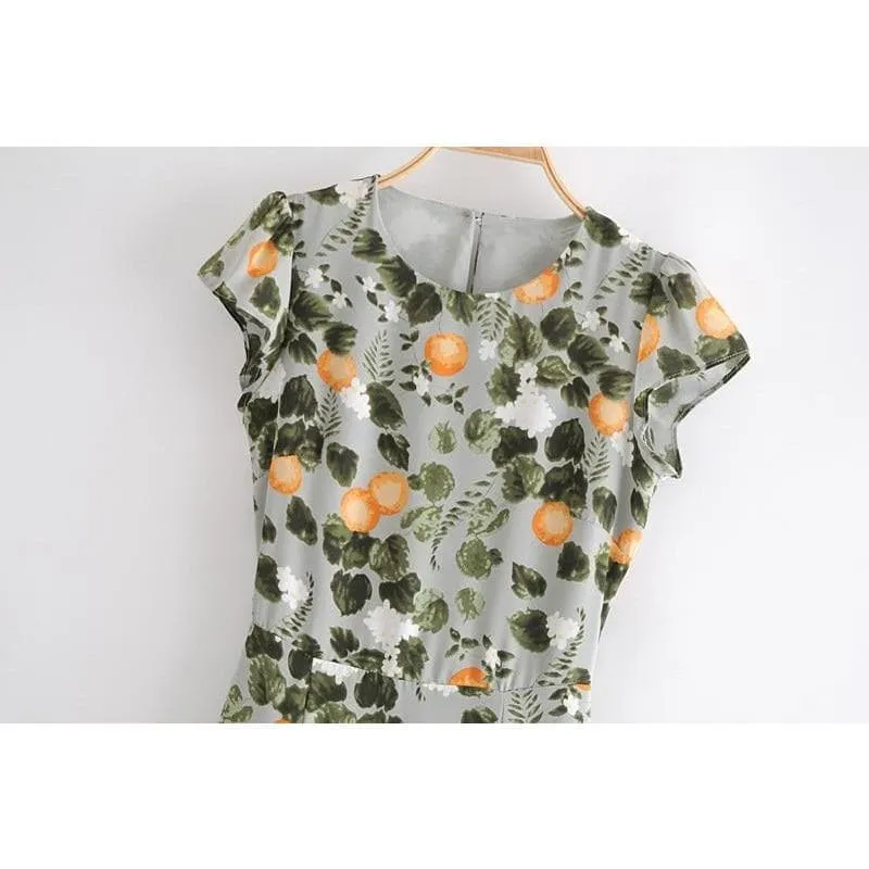 ELEGANT FLORAL PRINT VINTAGE DRESS