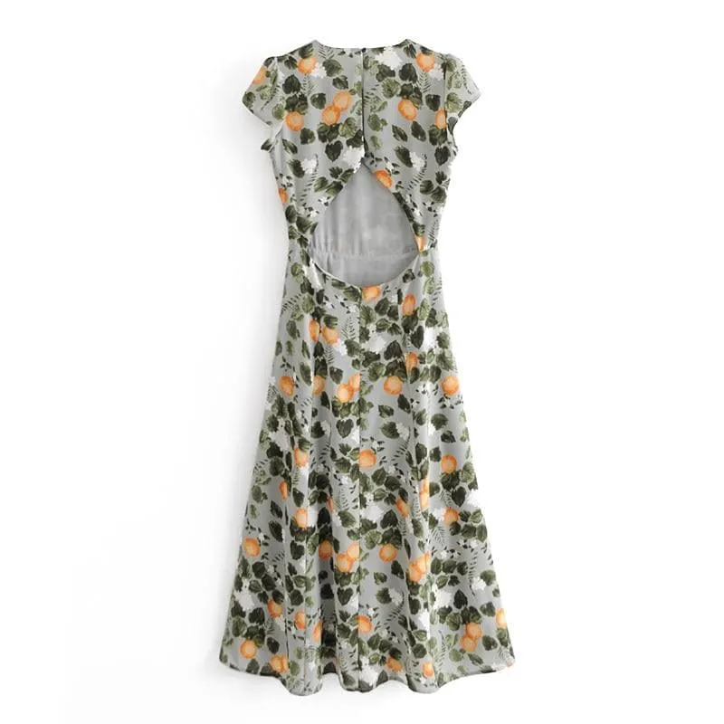 ELEGANT FLORAL PRINT VINTAGE DRESS