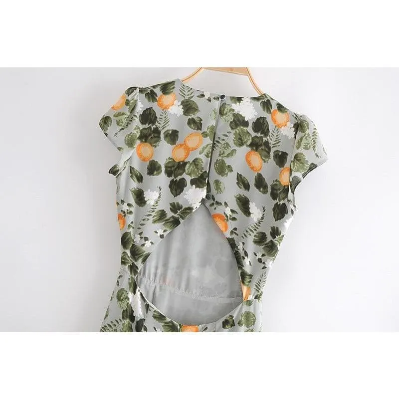 ELEGANT FLORAL PRINT VINTAGE DRESS