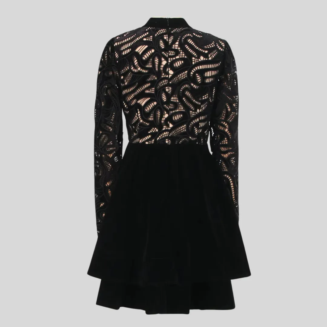 Elegant  Hollow Dress - Black