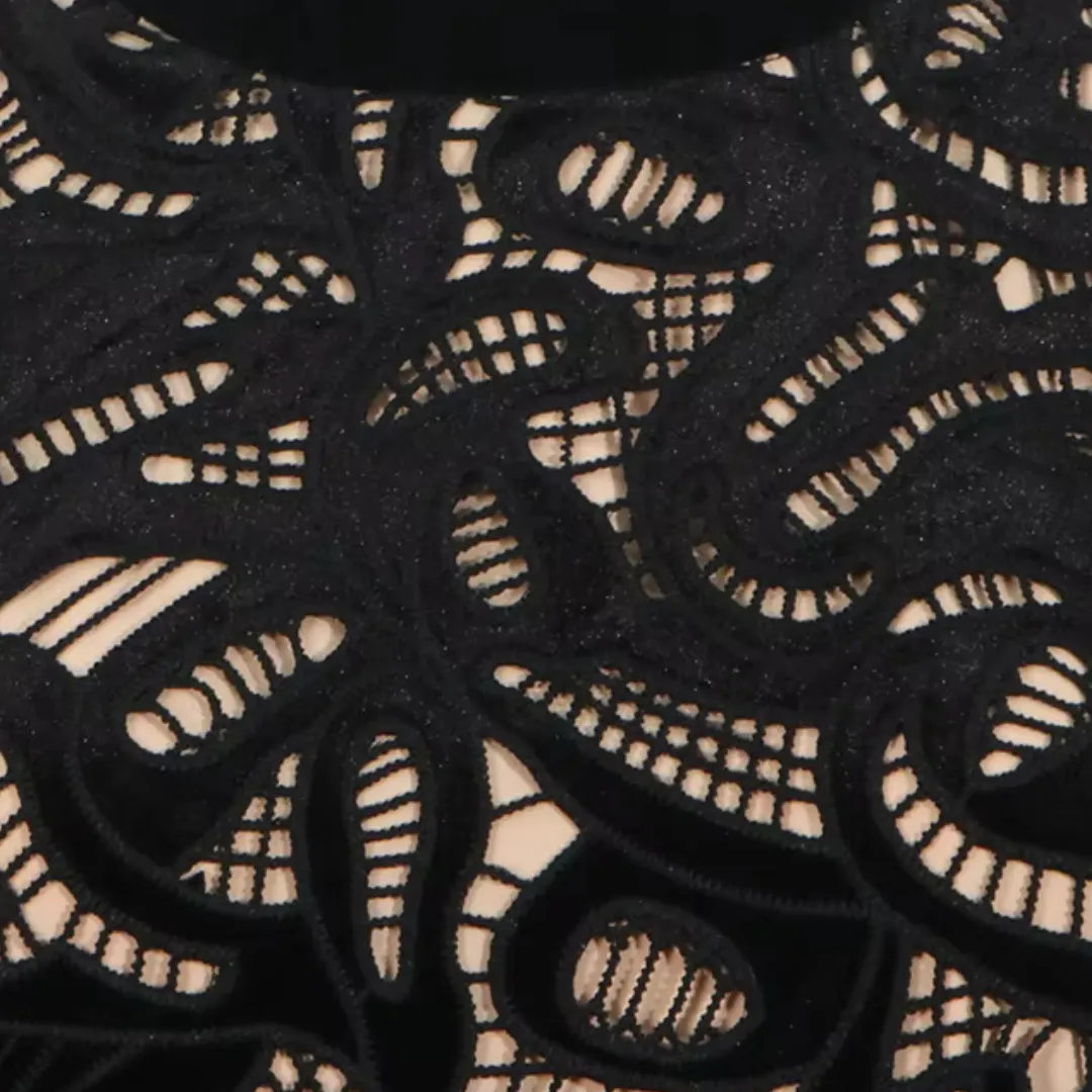 Elegant  Hollow Dress - Black