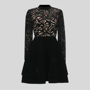 Elegant  Hollow Dress - Black