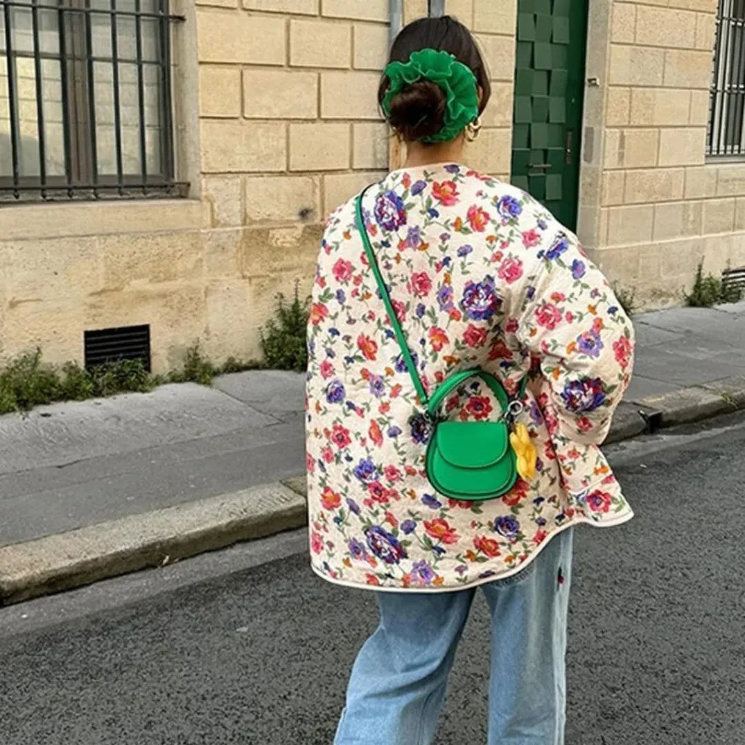 Fashion Floral Print Cotton Coats Women