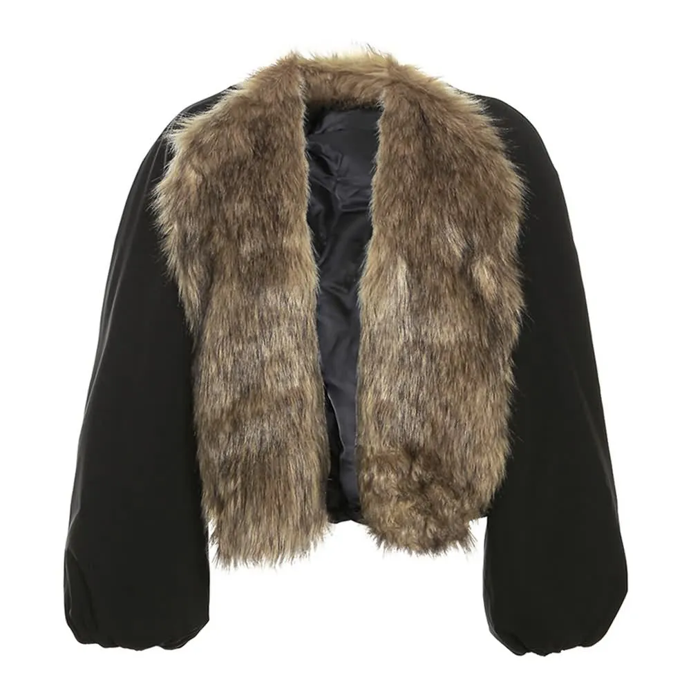 Faux Fur Puff Sleeve Jacket