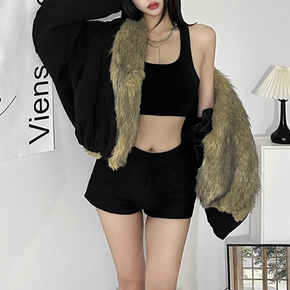 Faux Fur Puff Sleeve Jacket