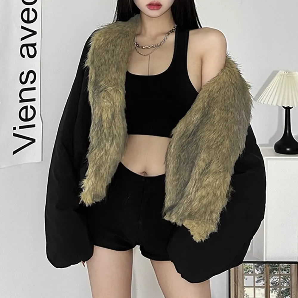 Faux Fur Puff Sleeve Jacket