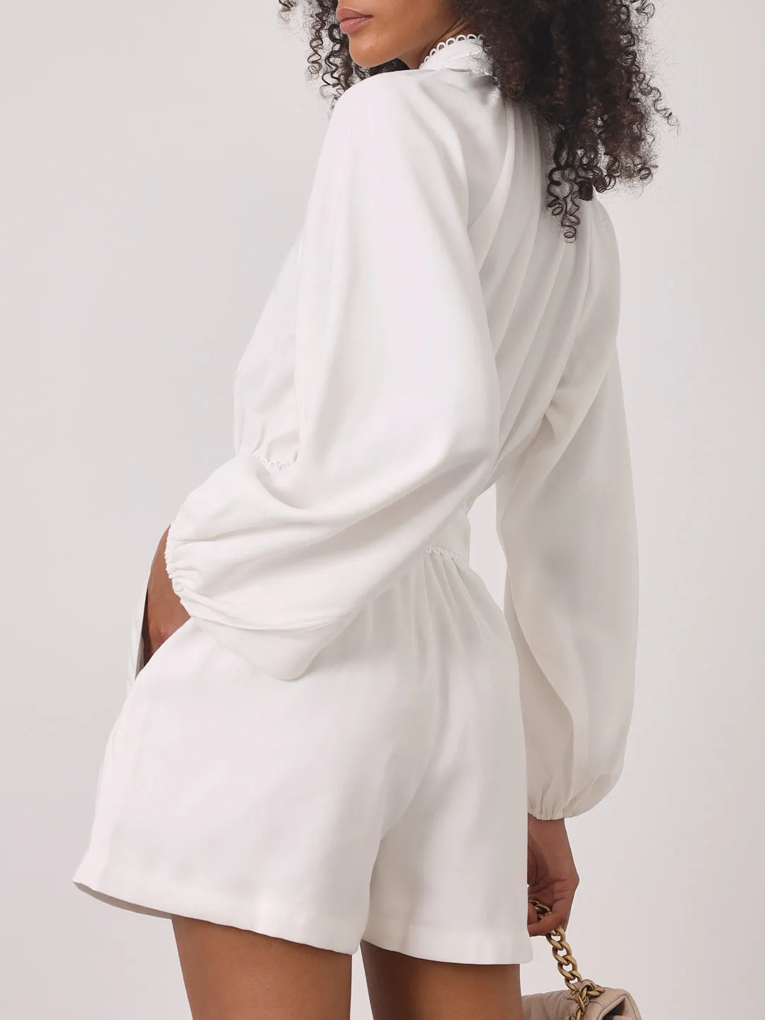 Faye Loop Trim Playsuit | White