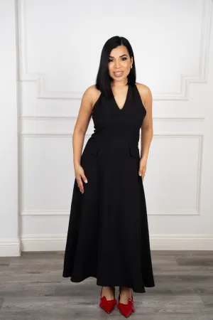 Fiona - Black Solid Classic Dress