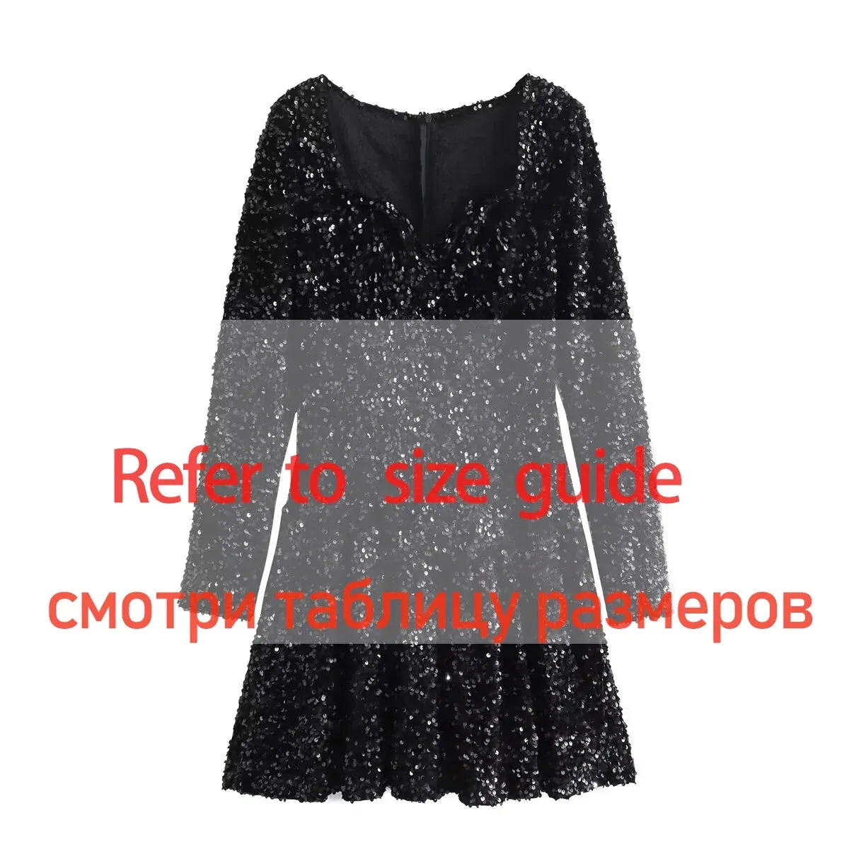 Flytonn Autumn New Year Party Dresses 2025 New Arrivals Mini Black Sequin Dress Long Sleeve Velvet Bodycon Dress Women's Clothing-nye outfits