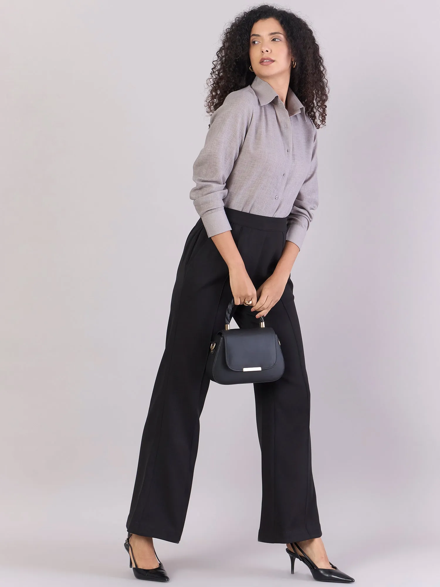 Grey Lightweight Button-up Soft Textured Shirt