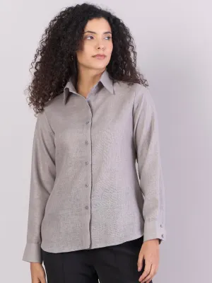 Grey Lightweight Button-up Soft Textured Shirt