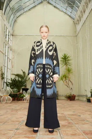 Handwoven Silk Ikat Chapan - Aziza - 'Midnight Star'
