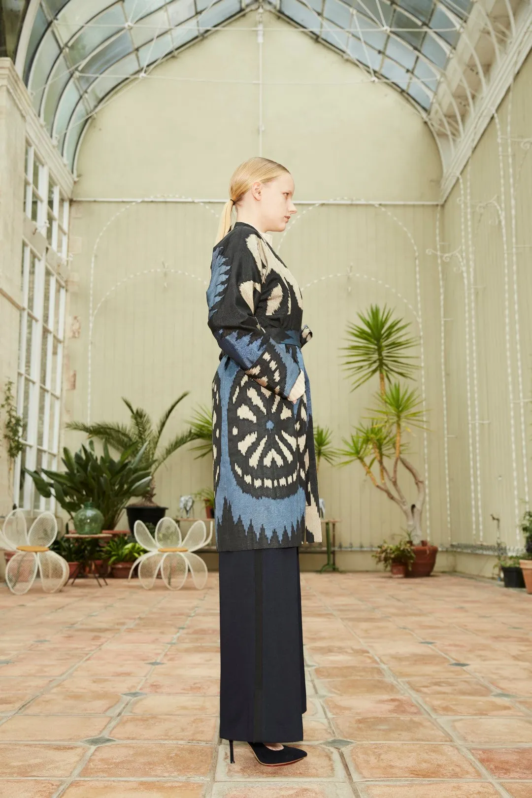 Handwoven Silk Ikat Chapan - Aziza - 'Midnight Star'