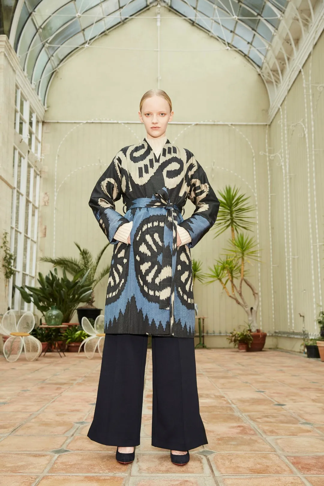 Handwoven Silk Ikat Chapan - Aziza - 'Midnight Star'