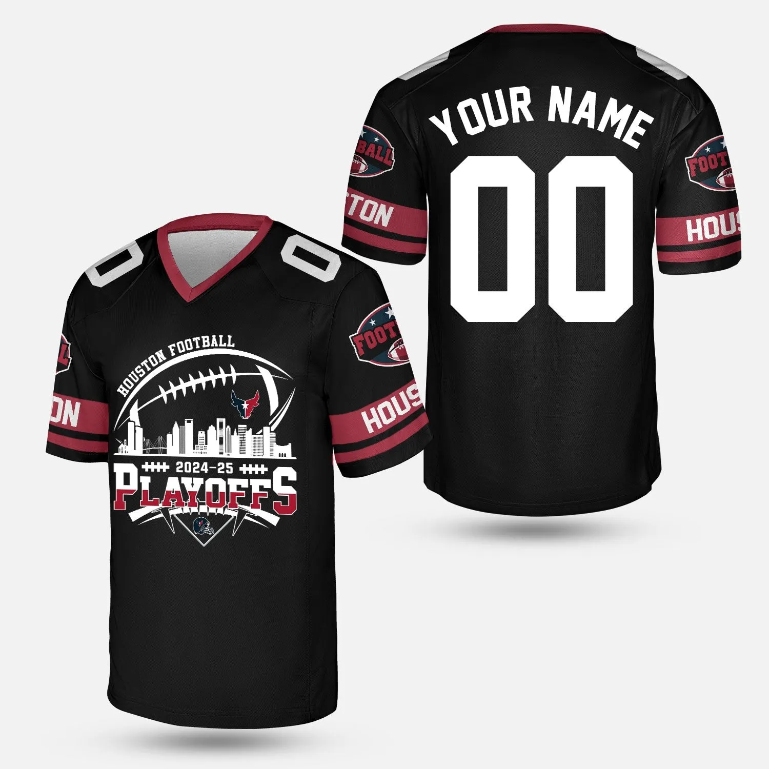 Houston American Football 2024-25 Playoffs Skyline Custom Shirts & Tops, Houston Game Day Division Custom Shirts, Playoffs Shirt For Houston Football