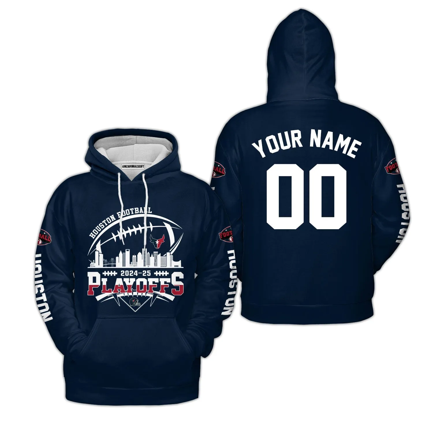 Houston American Football 2024-25 Playoffs Skyline Custom Shirts & Tops, Houston Game Day Division Custom Shirts, Playoffs Shirt For Houston Football