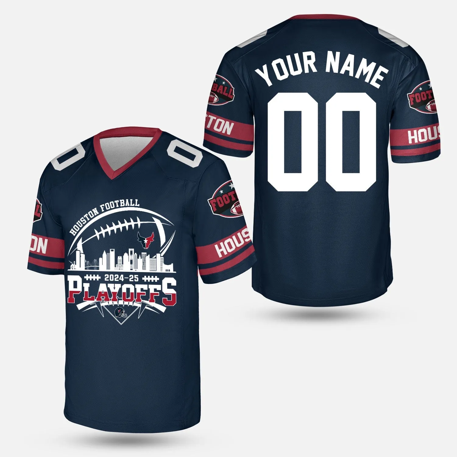 Houston American Football 2024-25 Playoffs Skyline Custom Shirts & Tops, Houston Game Day Division Custom Shirts, Playoffs Shirt For Houston Football
