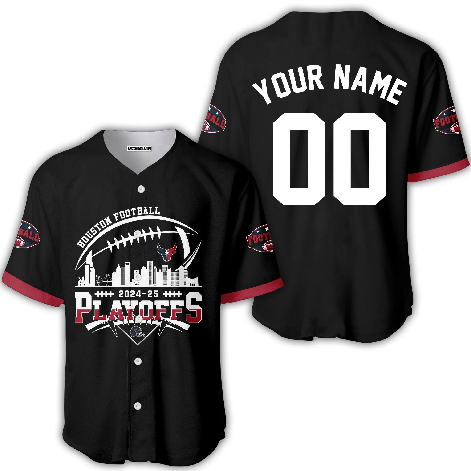Houston American Football 2024-25 Playoffs Skyline Custom Shirts & Tops, Houston Game Day Division Custom Shirts, Playoffs Shirt For Houston Football