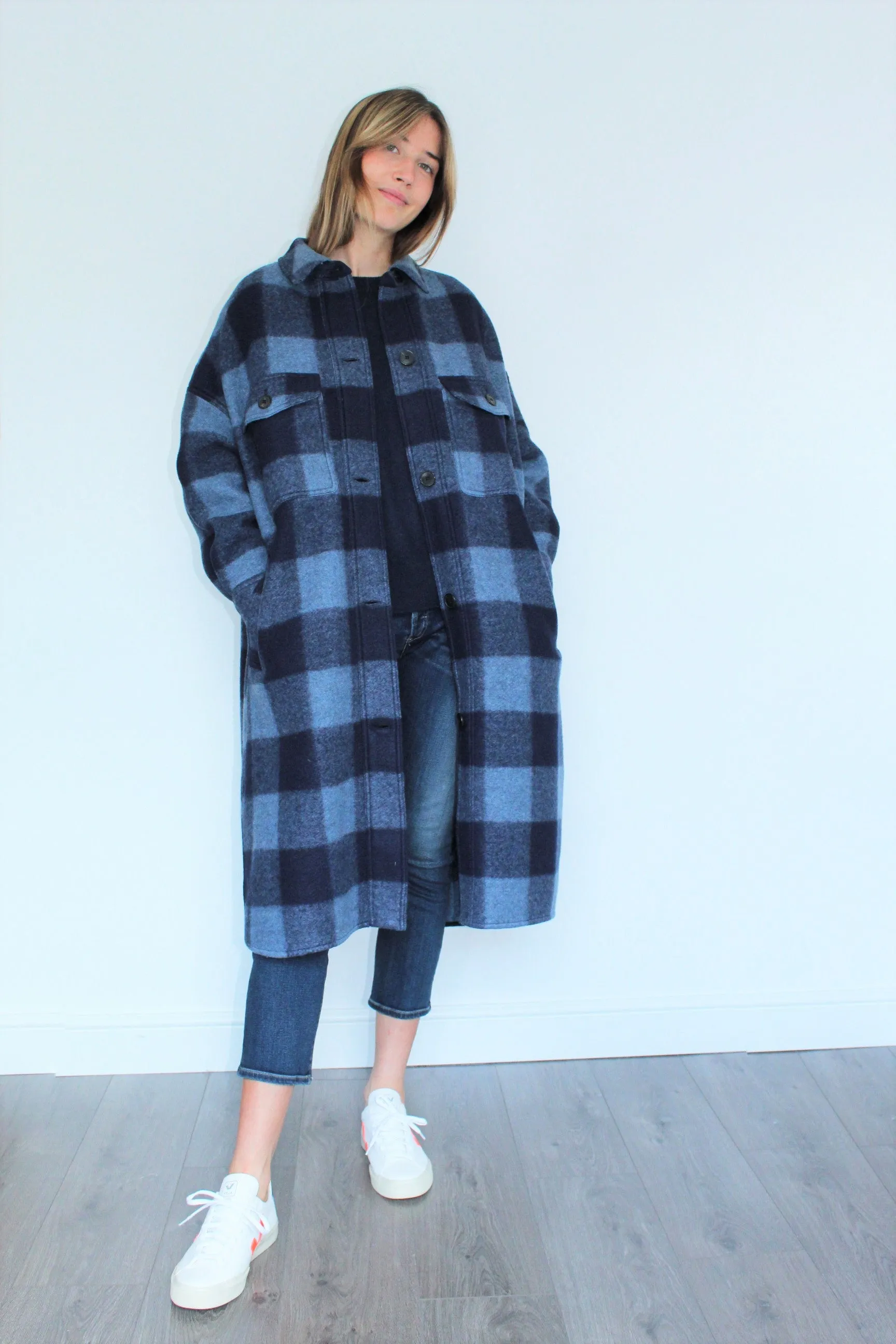 IM Fontizi Check Coat in Midnight