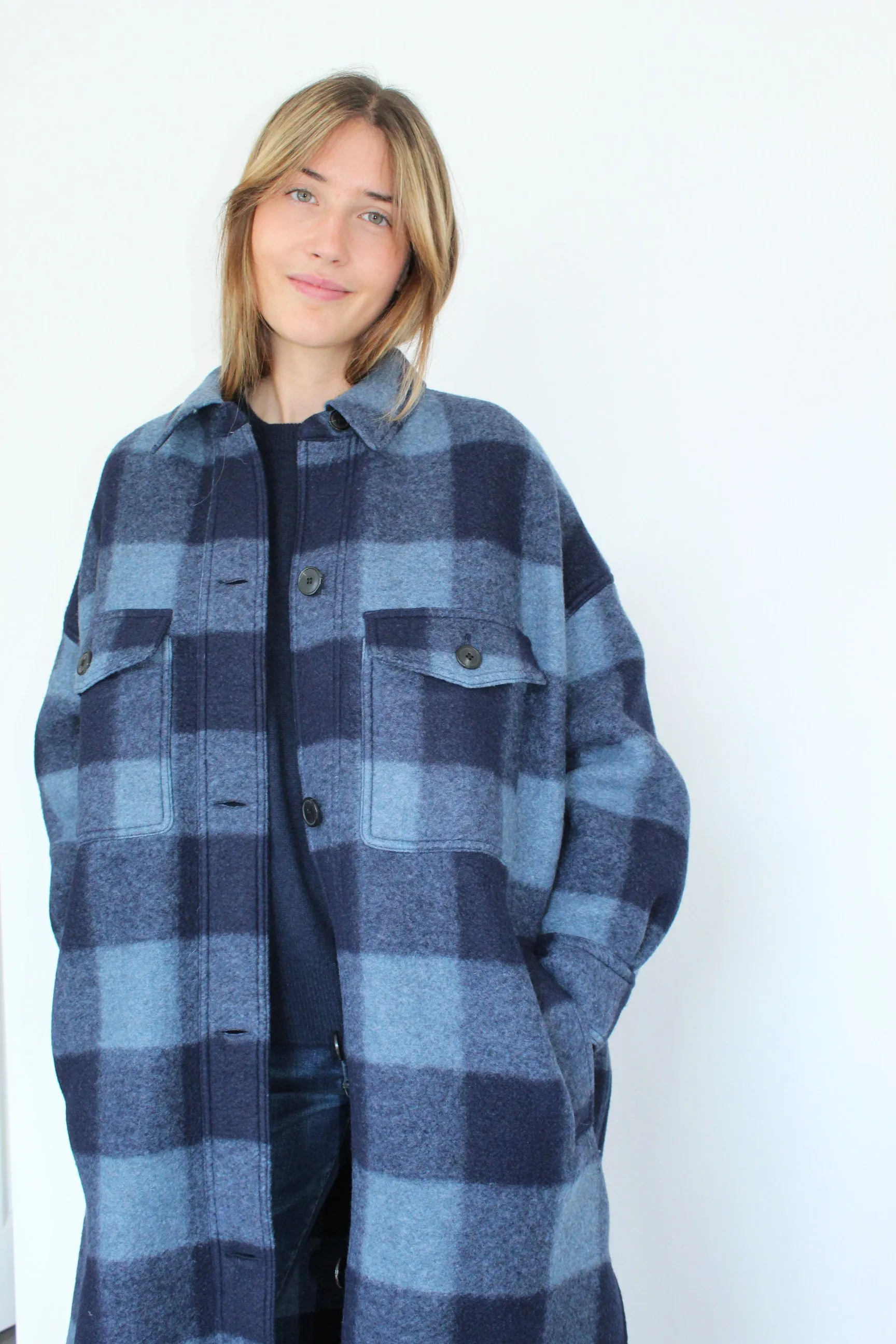 IM Fontizi Check Coat in Midnight