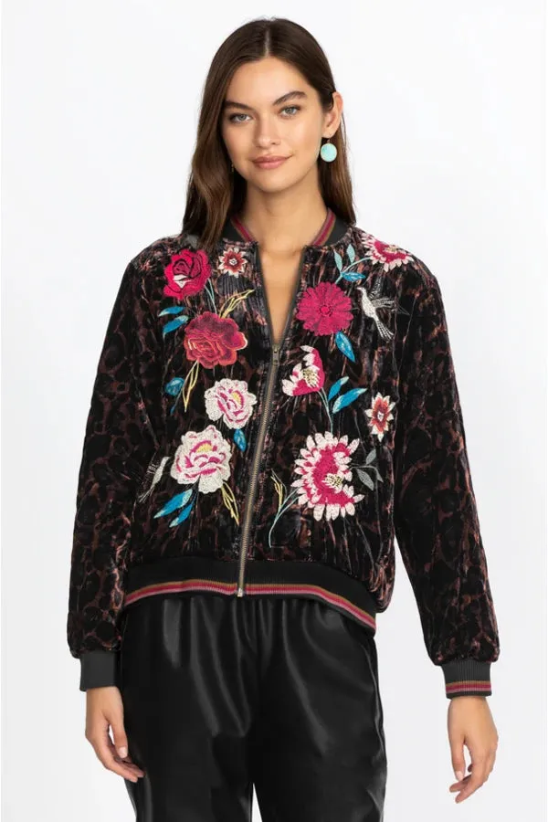 JOHNNY WAS JUNIA VELVET BOMBER JACKET