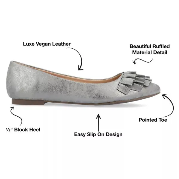 Journee Collection Women's Judy Slip-On Pointed Toe Ballet Flats - Size 12WD (Open Box)