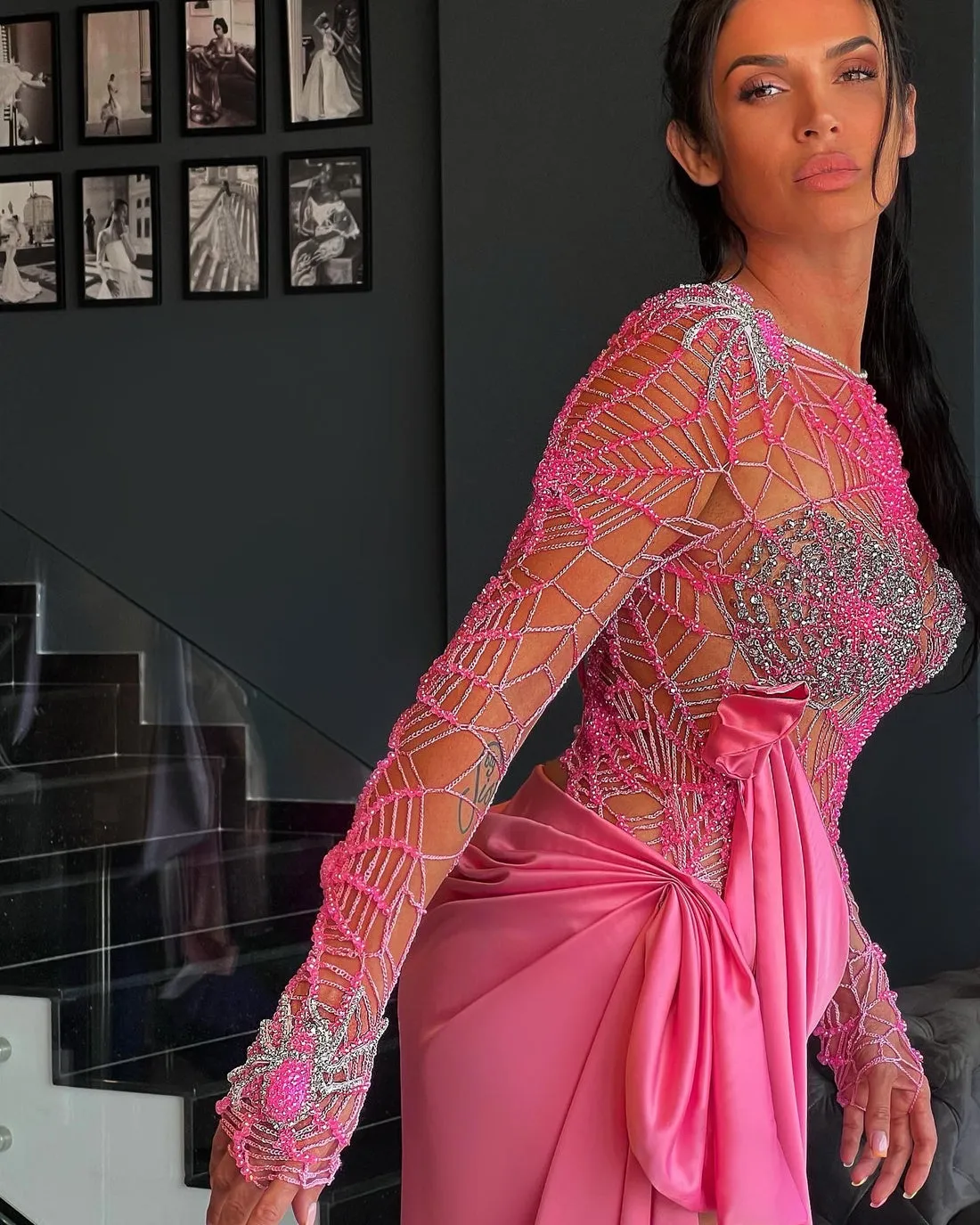 Karter Shiny Pink Evening Dress