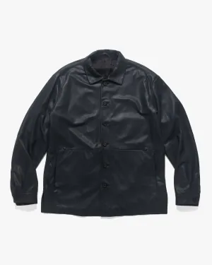 Leather Shirt Jacket Charcoal Navy