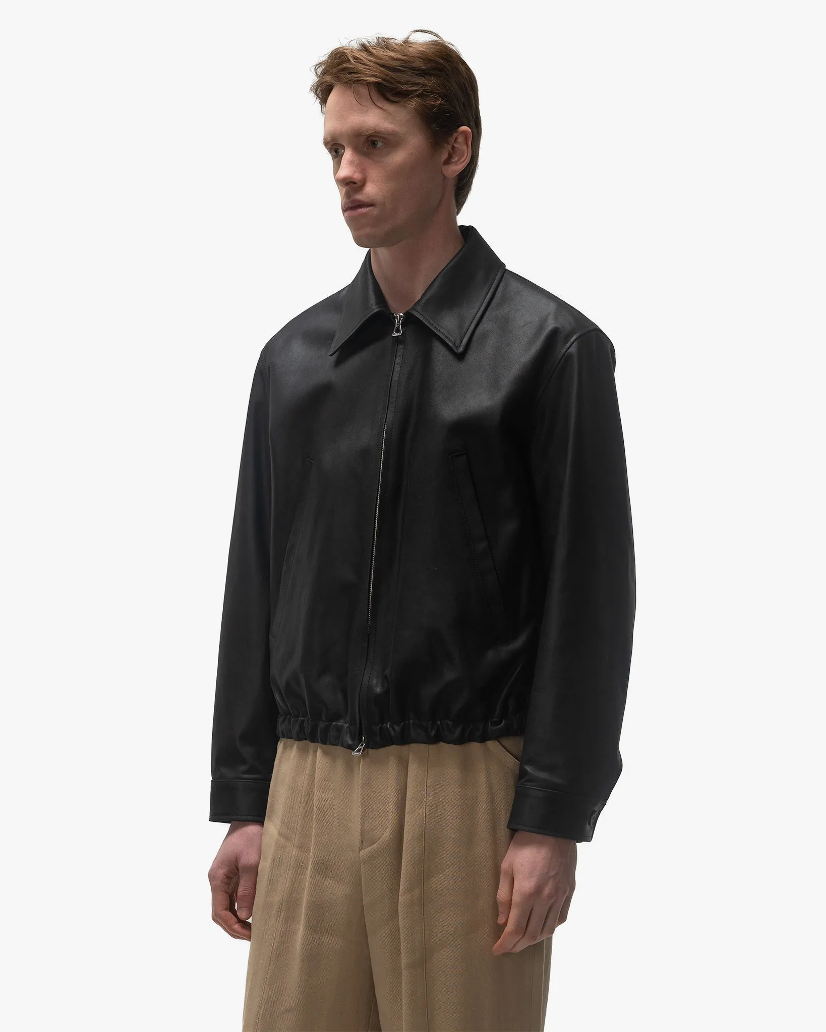 Leather Zip Blouson Black