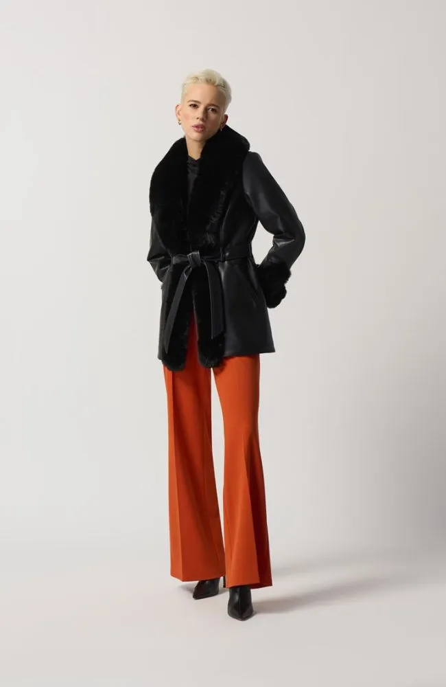 Leatherette Coat With Faux Fur