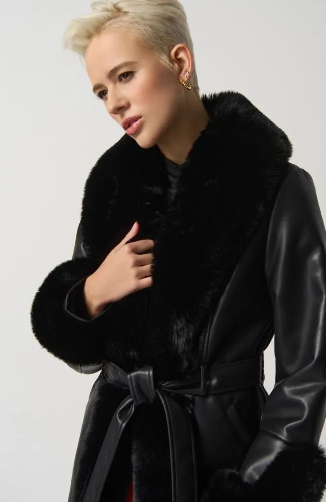 Leatherette Coat With Faux Fur