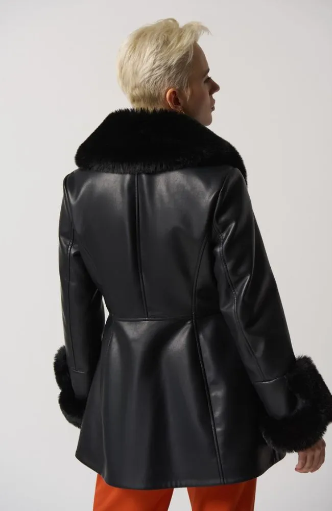 Leatherette Coat With Faux Fur