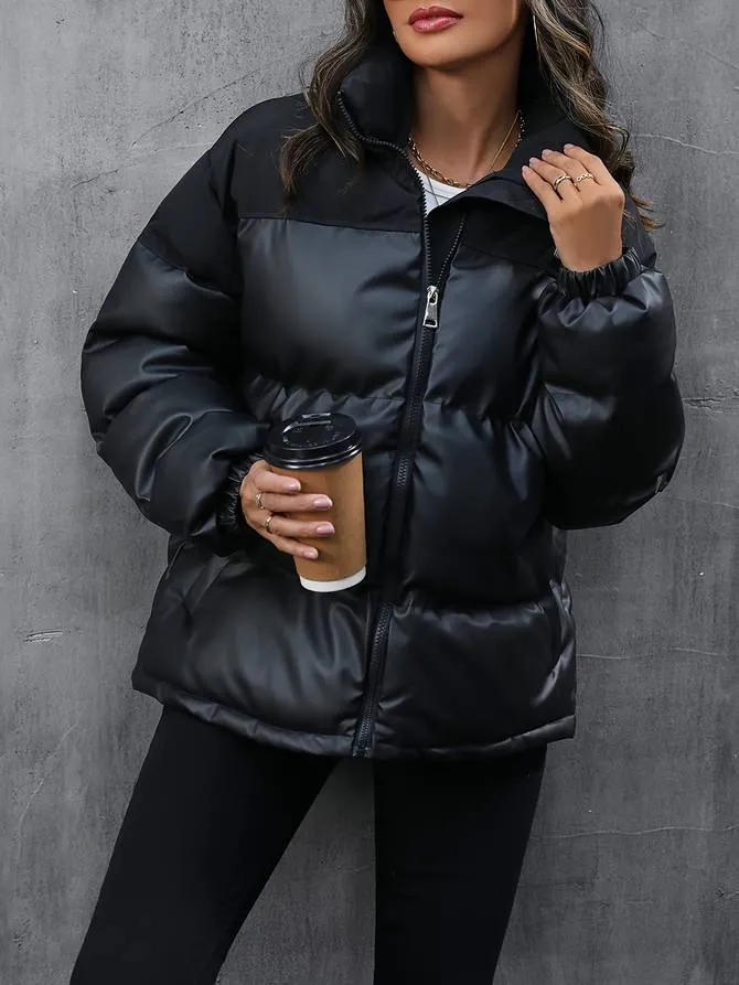 Leren puffer winterjas