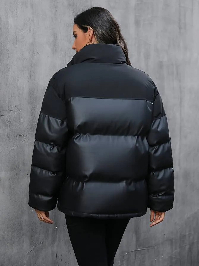 Leren puffer winterjas