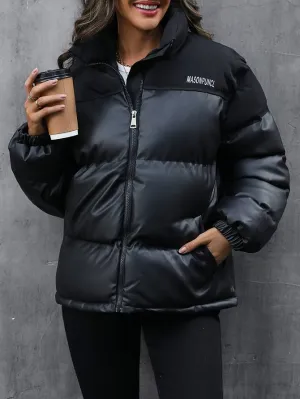 Leren puffer winterjas