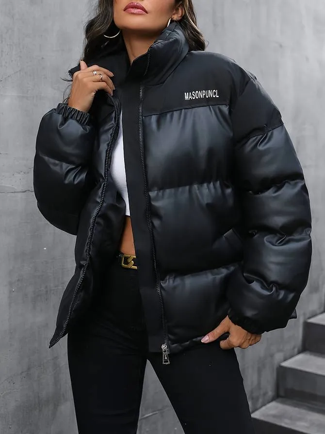 Leren puffer winterjas